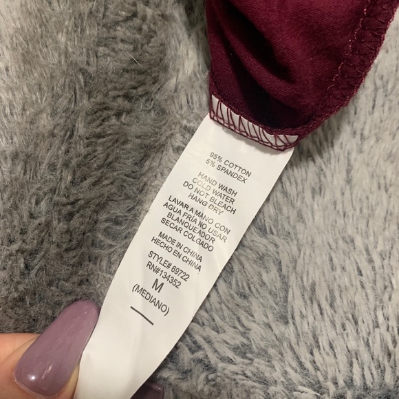 Burgundy Off the Shoulder Bodysuit with Ruffle Top - Picture 6 of 7